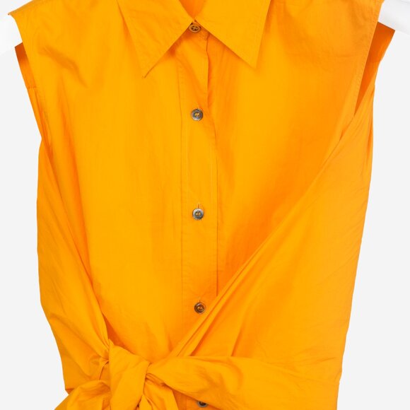 Sofie D'Hoore Orange Button Up Tie Front Shirt - Picture 3 of 10